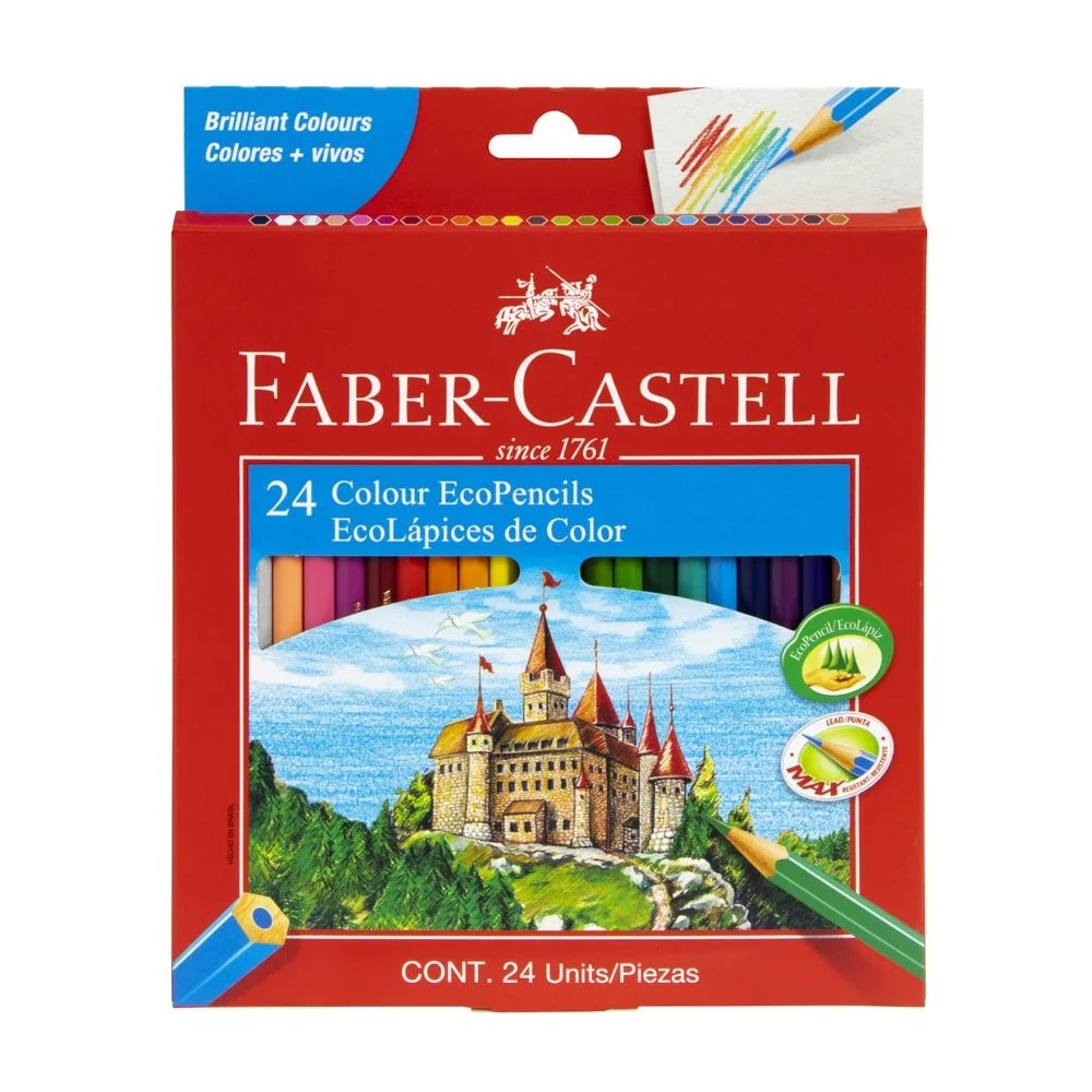 CRAYON DE MADERA FABER CASTELL 120124 24 COLORES LARGO