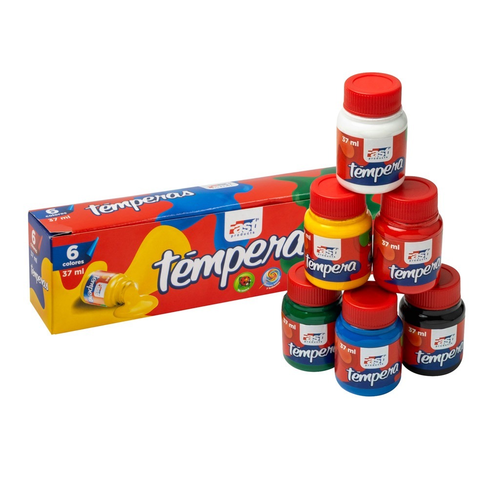 TEMPERA FAST 37ML ESTUCHE DE 6 COLORES