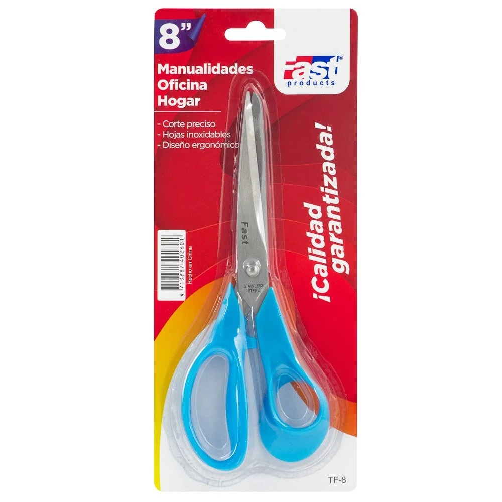TIJERA FAST DE 8" OJO GRANDE EN BLISTER