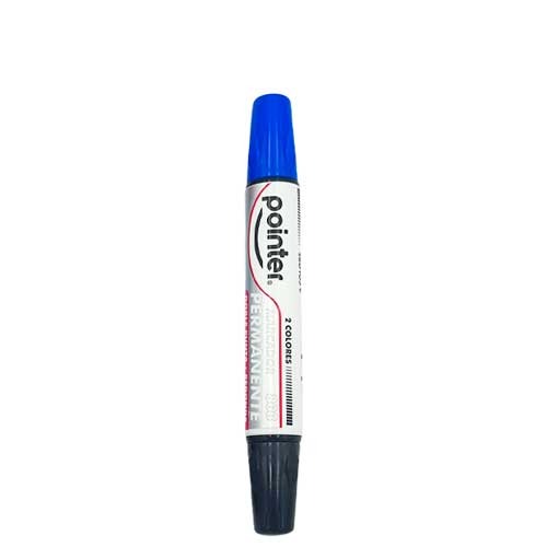 MARCADOR PERMANENTE POINTER DOBLE PUNTA REDONDA NEGRO Y AZUL