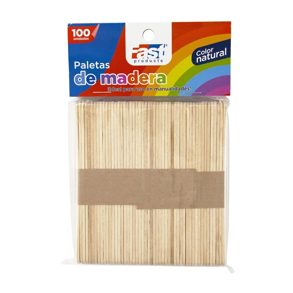 PALETAS DE MADERA DELGADA COLOR NATURAL 100U